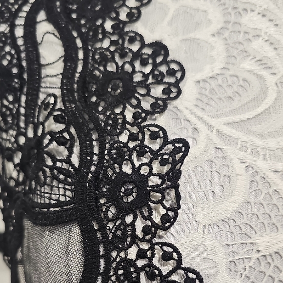 Black, Red, Blue, And White Floral Lace Sheer Kimono Style Vest - Picture 3 of 8